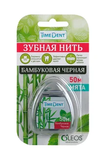 Зубная нить Олеос бамбуковая черная 50 м