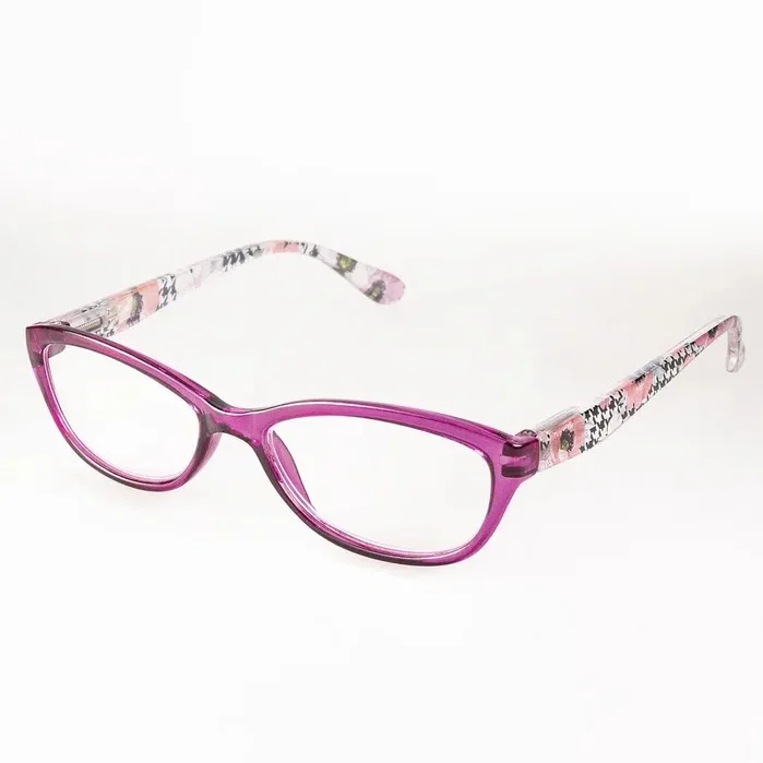 Очки корригирующие для чтения розовые цветочный принт+1,5