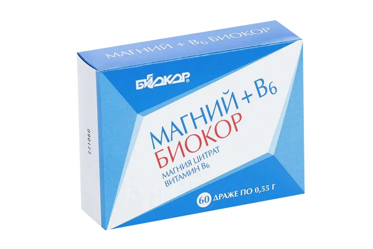 Магний В6 Биокор 550 мг 60 шт драже