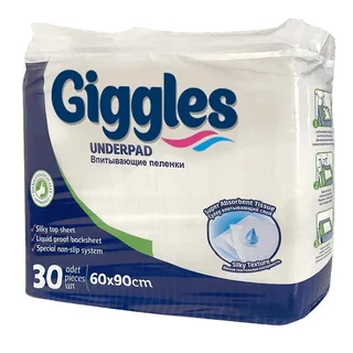 Пеленки трехслойные Giggles Premium 60×90, 30 штук