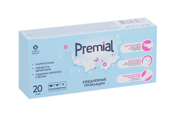 Салфетки Premial Protect Comfort гигиенические с анионным чипом ежедневные 20 шт
