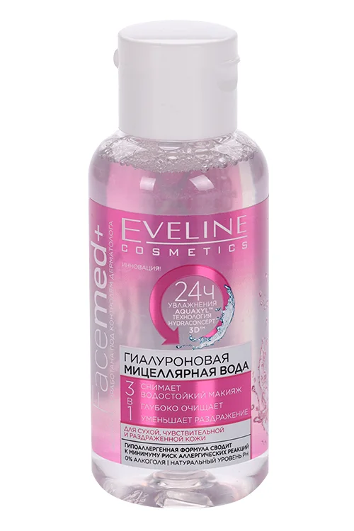 Мицеллярная вода Eveline Facemed+ гиалурон 3в1 для сух / чувств кожи 100 мл
