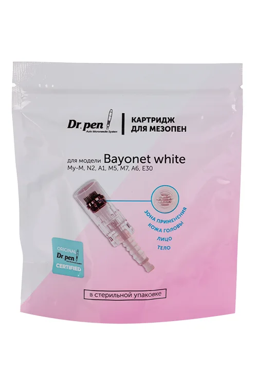Картридж Dr.pen 24 иглы короткий розовый байонет для мезопен для фракционной мезотерапии 5 шт