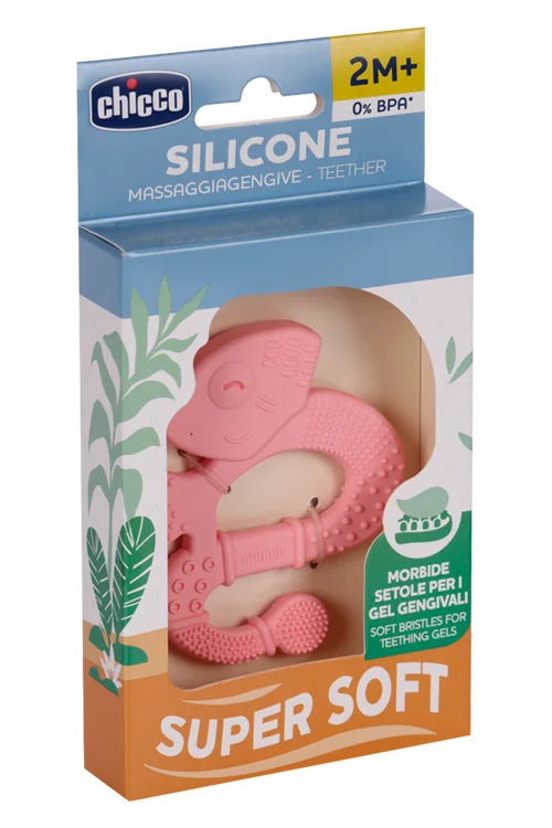 Игрушка Chicco Хамелеон с зубным кольцом розовая (с 2 мес)