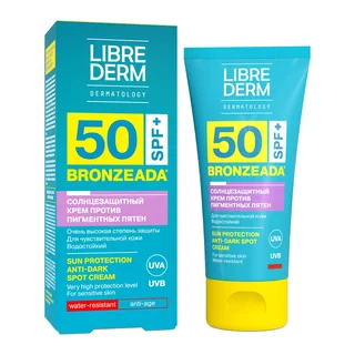Солцезащитный крем для лица и тела против пигментных пятен водостойкий, SPF50, Bronzeada, 50 мл, Librederm