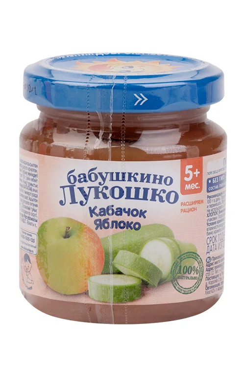Пюре Бабушкино лукошко Кабачок / яблоко (с 5 мес) 100 гр