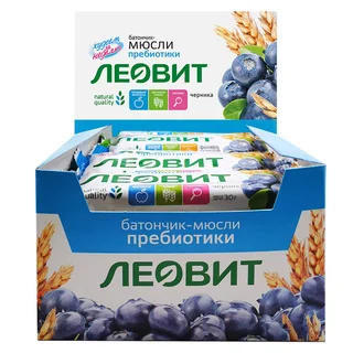 Батончик-мюсли с черникой и лютеином 26 шт по 30 гр Леовит