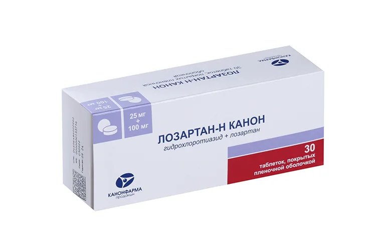 Лозартан таблетки 25+100 мг 30 шт