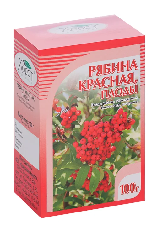 Рябины красной плоды 100 гр сырье растительное измельченное