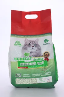 Наполнитель Homecat комкующийся для кошачьего туалета эколайн зеленый чай 12 л
