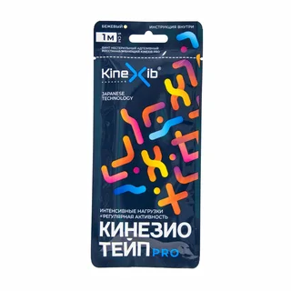 Бинт Кинезио-Тейп кинексиб про адгезивный восстанавливающий усиленная фиксация бежевый 1мх5 см