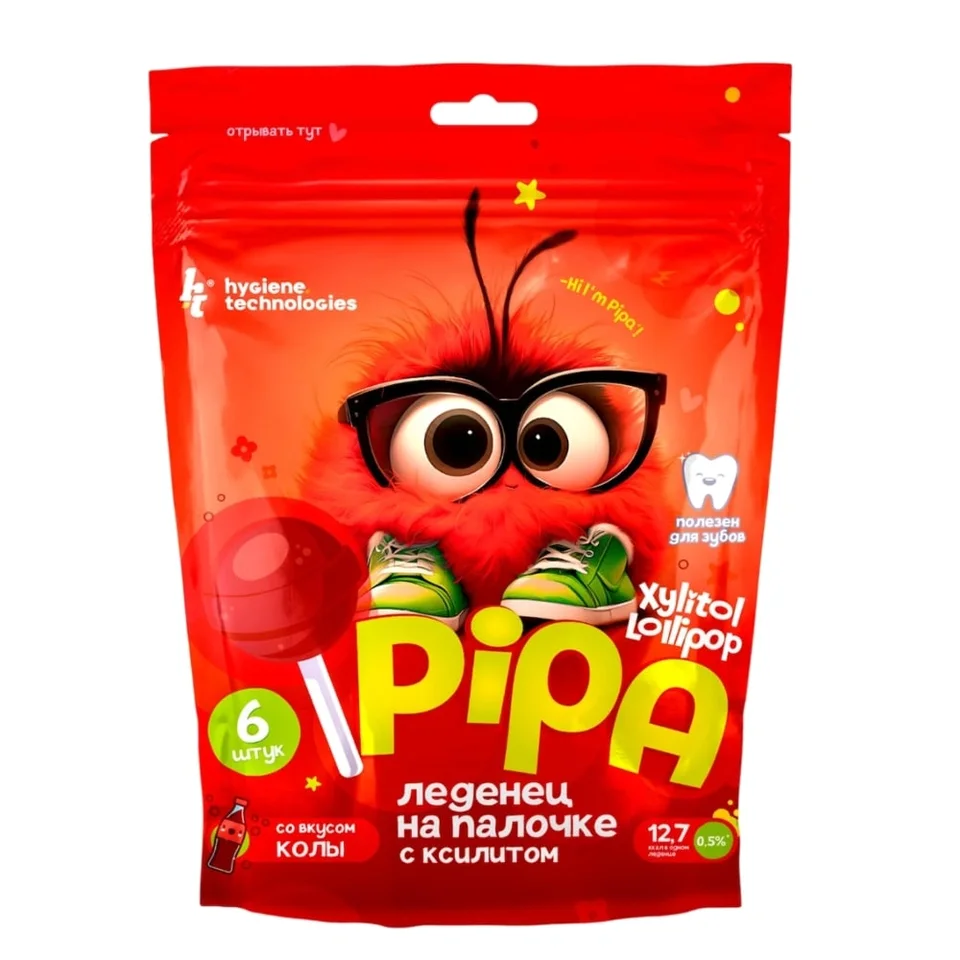 Xylitol Lollipop Coca-Cola Pipa, 6 шт