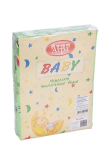 Детское постельное бельё Baby Овечки цвет зеленый 112×147 см/110×150 см/60×60 см бязь 142 гр/м