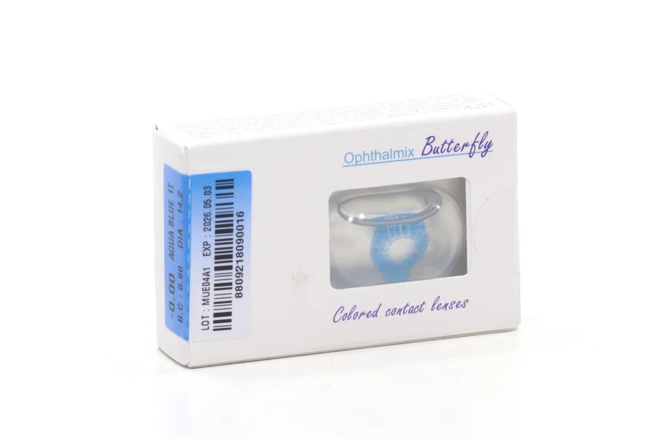 Контактные линзы цветные Офтальмикс Butterfly 1-Color васильковый D 0,00 DIA 14,2