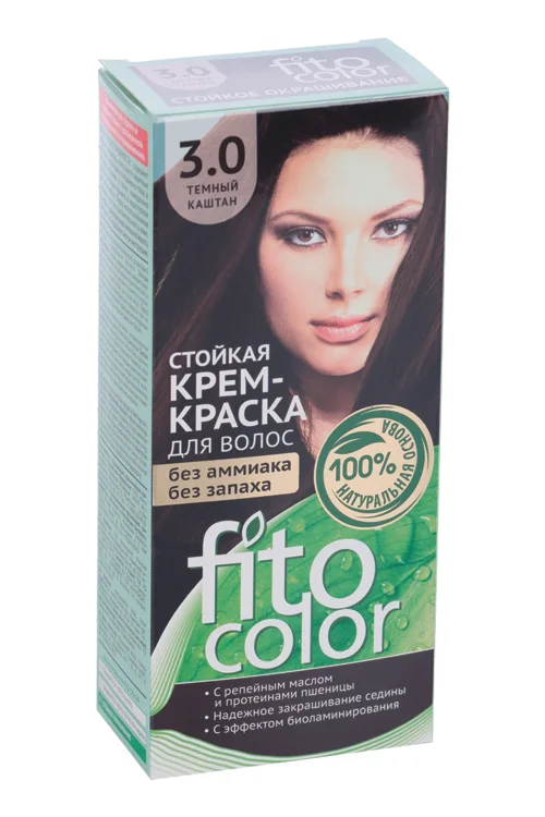 Крем-краска Fitocolor темный каштан для волос тон 3.0 115 мл