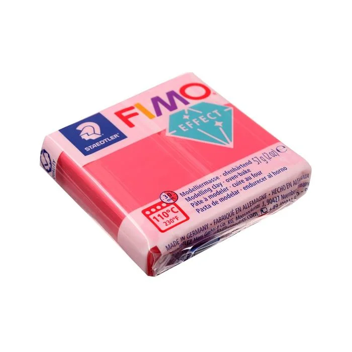 Пластика-полимерная глина Fimo effect 57 гр полупрозрачный красный