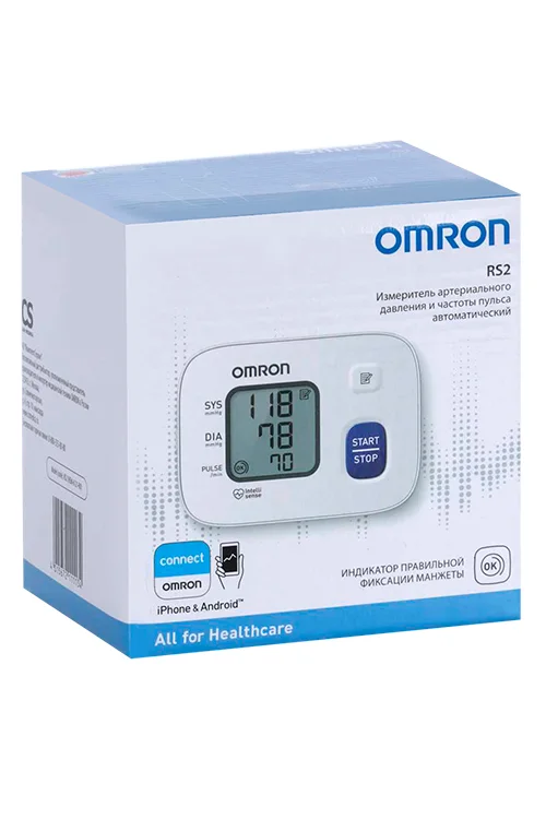 Тонометр Omron RS2 автоматический запястный с индикатором повышенного давления + футляр