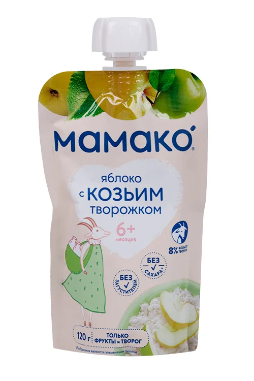 Пюре Мамако яблоко с козьим творожком 120 гр