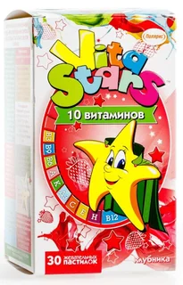 Витастарс Мультивитаминный Комплекс Паст. жевательные клубника 30 шт