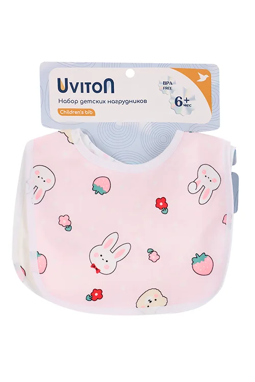 Нагрудник Uviton для кормления розовый / желтый 2 шт