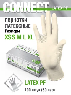 Перчатки смотр н/с Коннект латекс M 50 шт пара