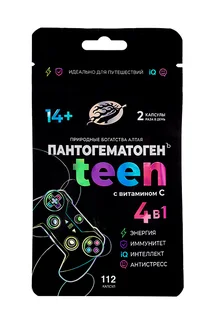 Пантогематоген Teen 4 в 1 с витамином C (14+) 0,2 гр 112 шт капсулы дой-пак