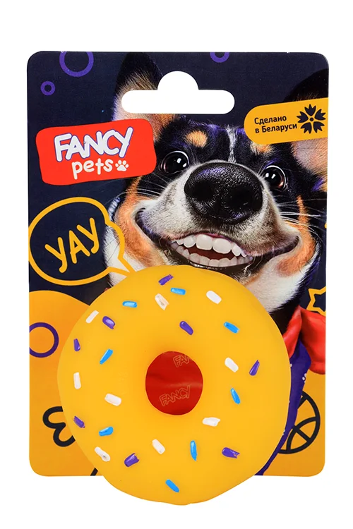 Игрушка для щенков Fancy Pets пончик желтый / розовый