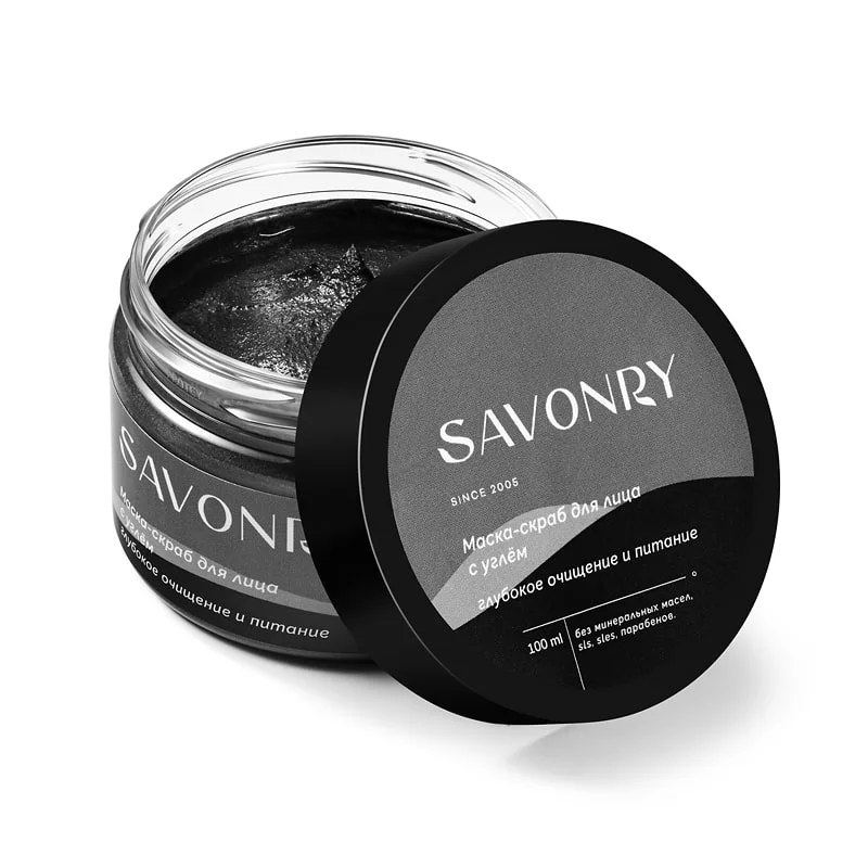Маска-скраб с углем, 100 мл, TM Savonry
