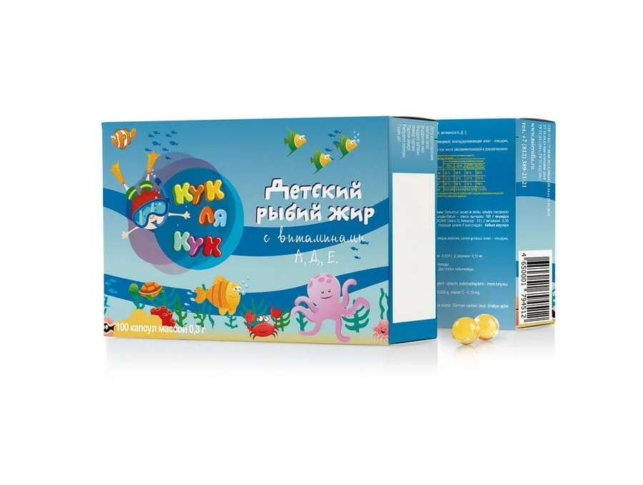 Рыбий жир Мирролла КукЛяКук для детей с вит. АДЕ капс. 100 шт