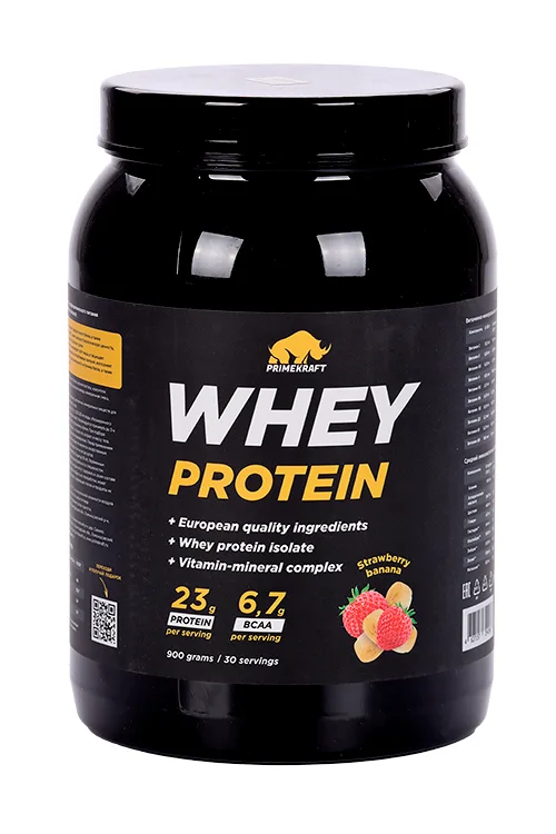 Протеин сывороточный Prime Kraft Клубника-банан 900 гр