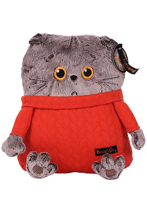 Игрушка-подушка Budi Basa Кот Басик в свитере с косами 32 см