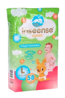 Подгузники Inseense Classic L (9-14 кг) 58 шт