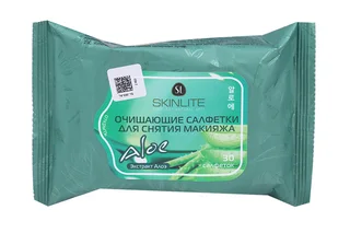 Салфетки Skinlite очищающие алоэ для снятия макияжа 30 шт