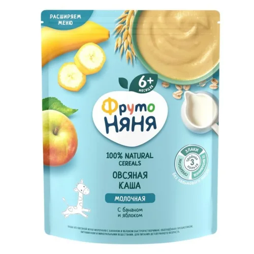 Каша Фрутоняня овсяная молоко / яблоко / банан (с 6 мес), 190 г, сухая