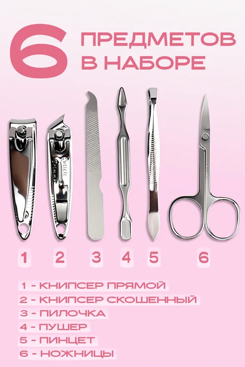 Набор маникюрный Queen fair Цветы 6 предметов в футляре цвет и рисунок Микс