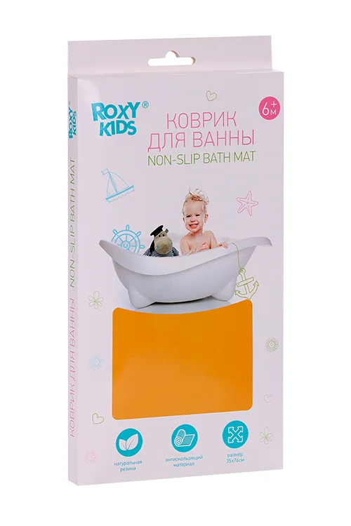 Коврик Roxy Kids NON-Slip Bath MAT антискольз желтый для ванны 35×76 см