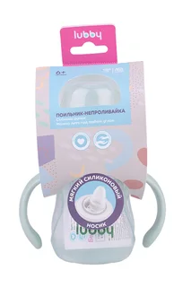 Поильник-непроливайка Лабби с мягк нос с ручк и грузиком зеленый (с 6 мес) 180 мл