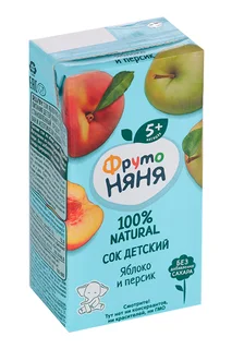 Сок Фрутоняня яблоко / персик неосв 0,2 л
