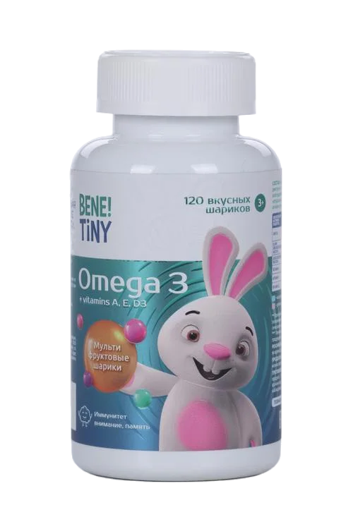 Омега 3 Bene Tiny со вкусом тутти-фрутти детская 120 шт капсулы жевательные