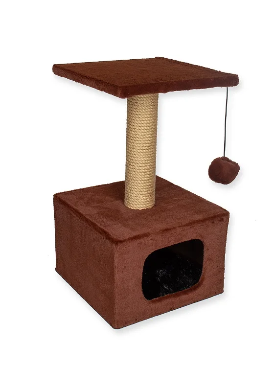 Дом-когтеточка ZooKing для кошек 34×34×60 см коричневый