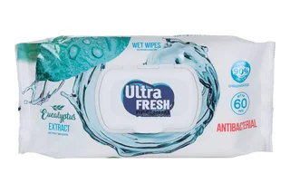 Салфетки влажн Ultra Fresh Premium Antibacterial с экстр эвкалипта 60 шт с клапаном