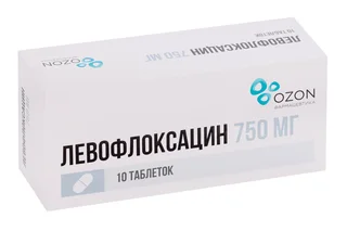 Левофлоксацин 750 мг 10 шт таблетки покрытые пленочной оболочкой