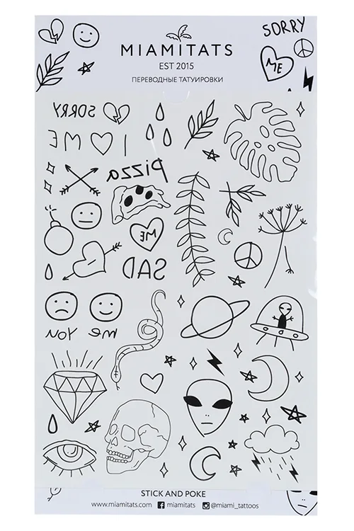 Тату переводные Miamitats Stick and Poke (maxi) (2679)
