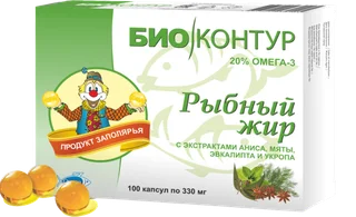 Рыбный жир с экстрактом Аниса / Мяты / Эвкалипта / Укропа, 330 мг, 100 шт, капсулы