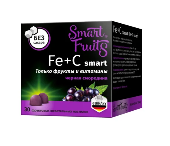 Fe+С смарт Smart Fruits черная смородина 30 шт пастилки жевательные