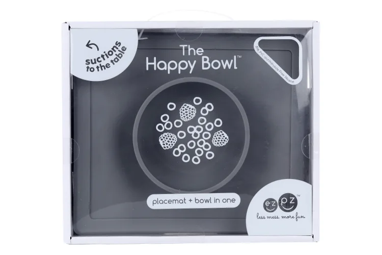 Тарелка Ezpz Happy Bowl силикон с подставкой серая