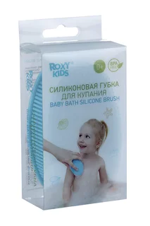 Губка Roxy-Kids силиконовая для купания антибактериальная голубая