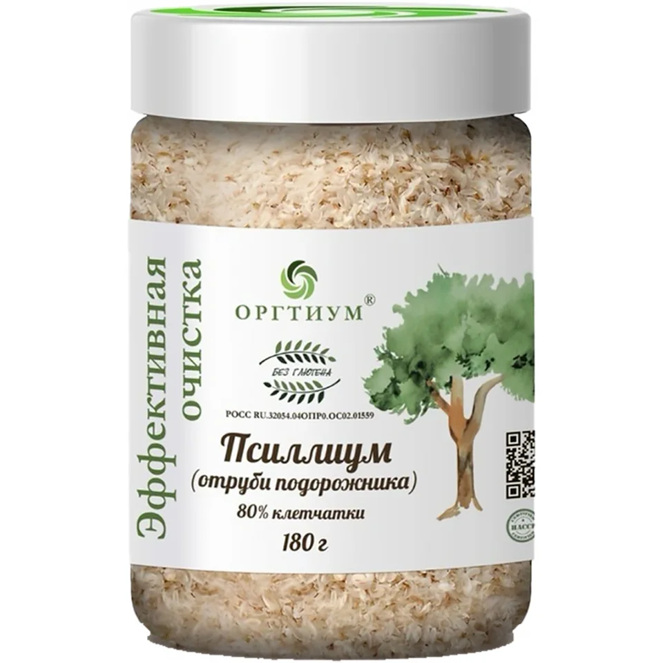 Пищевая продукция Псиллиум (Отруби подорожника), 180 г, Оргтиум