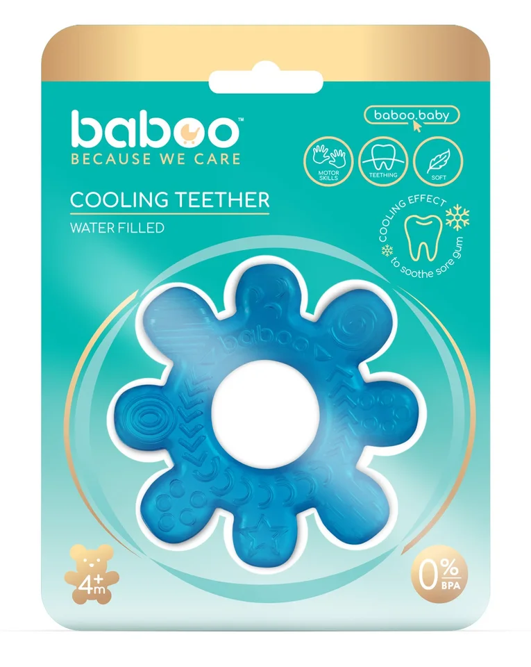 Прорезыватель для зубов с охлаждающим наполнителем Baboo синий 4 мес+ х1