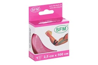 Лента кинезиологическая SFM-Plaster на хлопковой основе 2,5 см × 500 см розовая